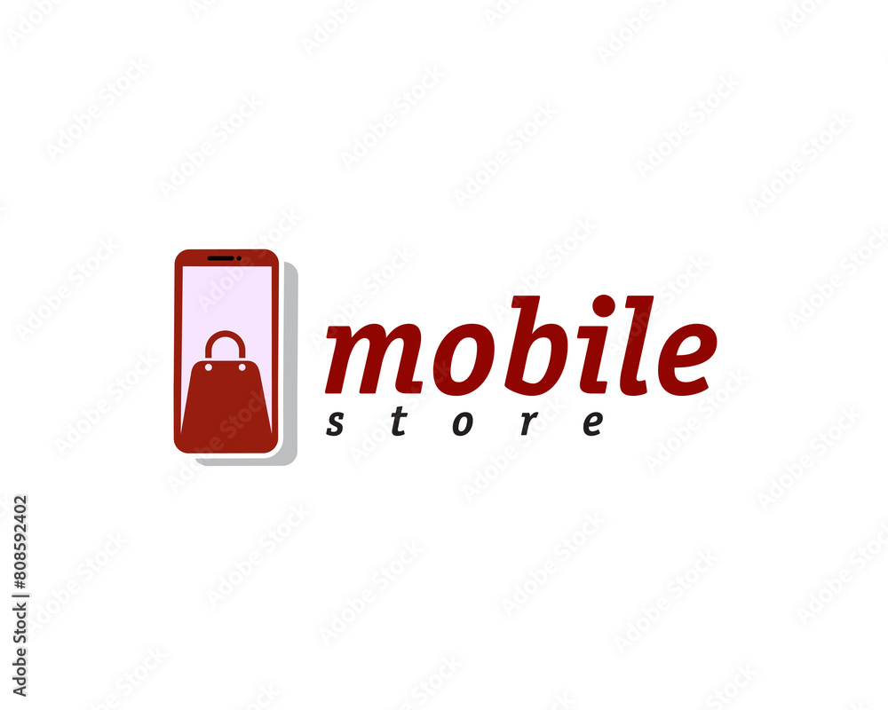 creative phone and shoping bag logo design