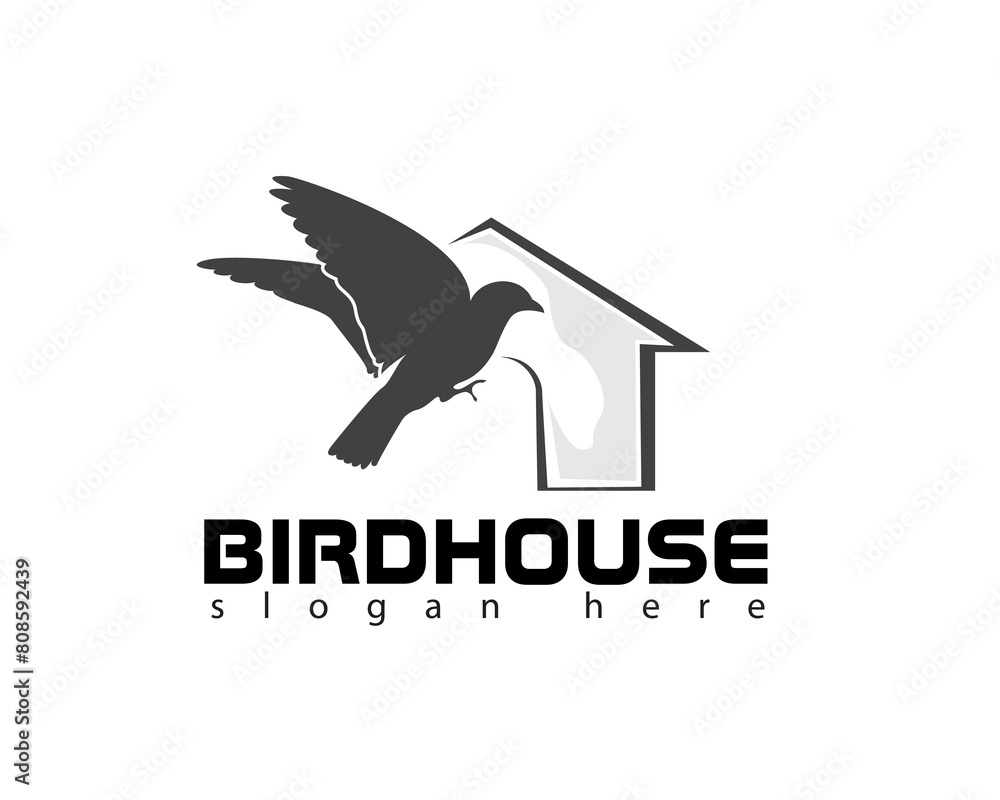 Fototapeta premium creative bird and house icons logo design template