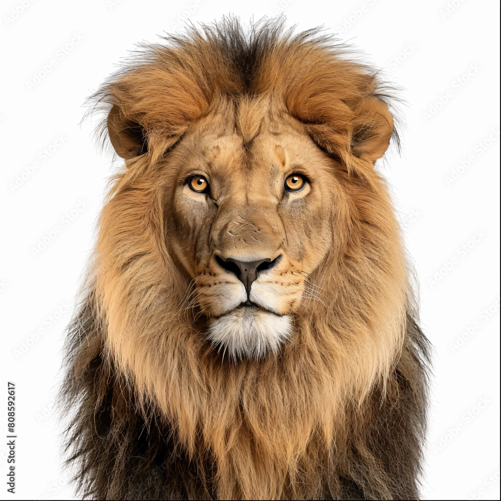 a lion with a very long mane and a big face