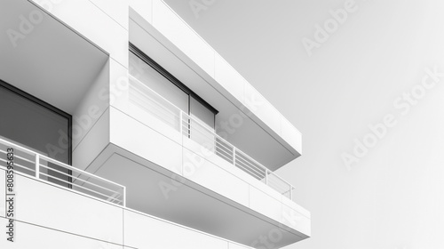 Minimalist Architecture, White building facade with clean lines and no distractions