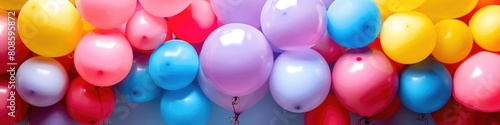 Background with balloons of different colors. Design a greeting card or a birthday invitation.