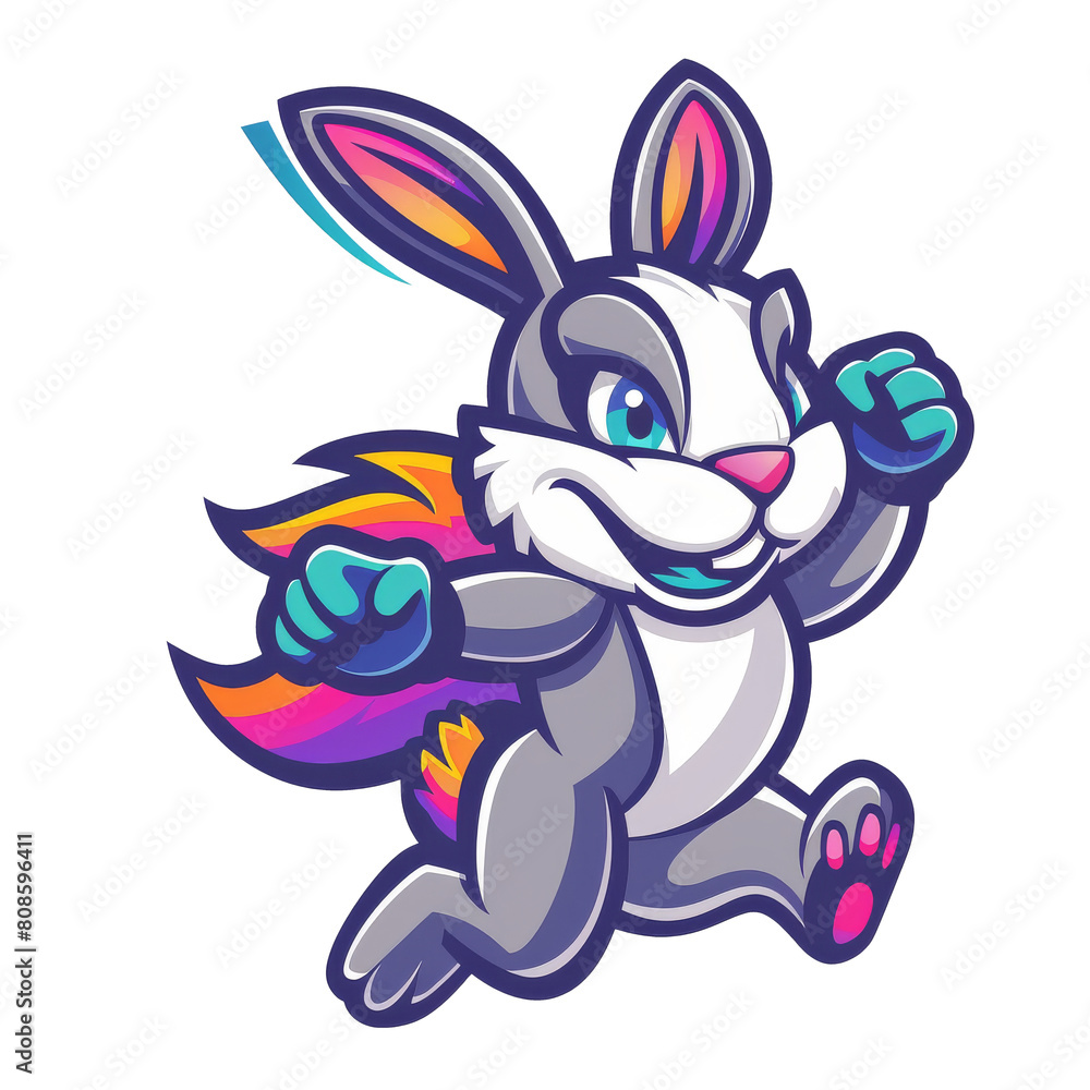 Fototapeta premium Colorful superhero bunny in action
