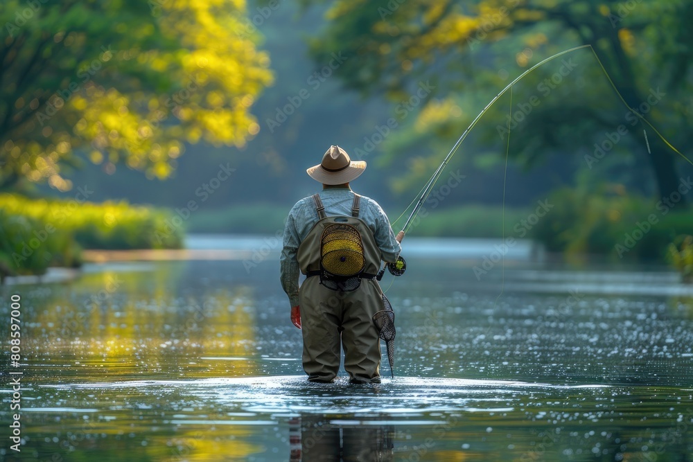 peaceful fishing on the lake professional photography