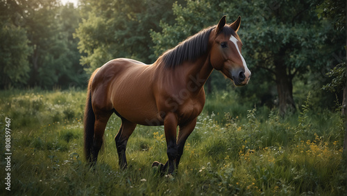 portrait of a horse in the field