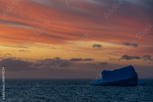 Impression of a beautiful sunset over the Bransfield strait in Antarctica photo