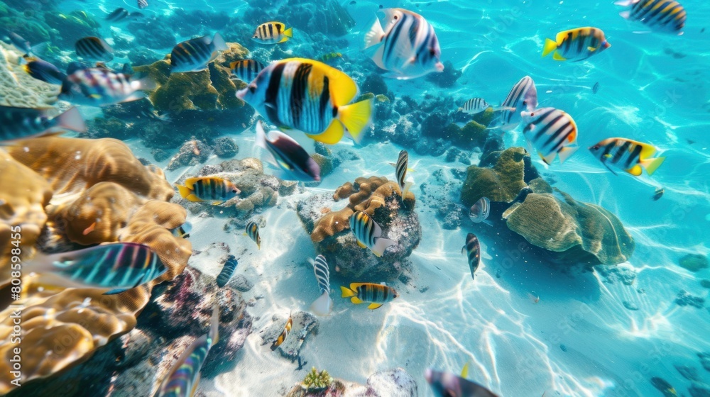 Fototapeta premium Underwater world. Coral reefs and fish