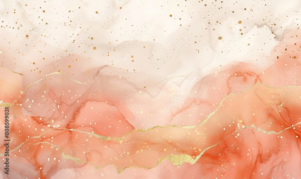 Fototapeta premium Watercolor thoughts with gold
