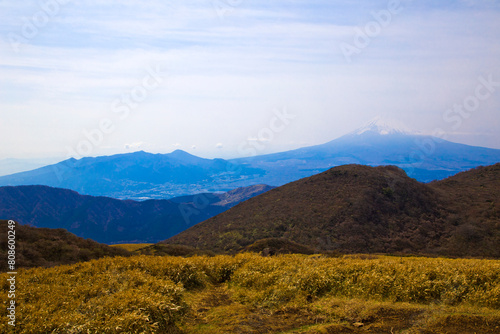 Mt. Fuji seen from Komagatake viewpoint at Mt. Komagatake in Hakone town, Kanagawa, Japan.