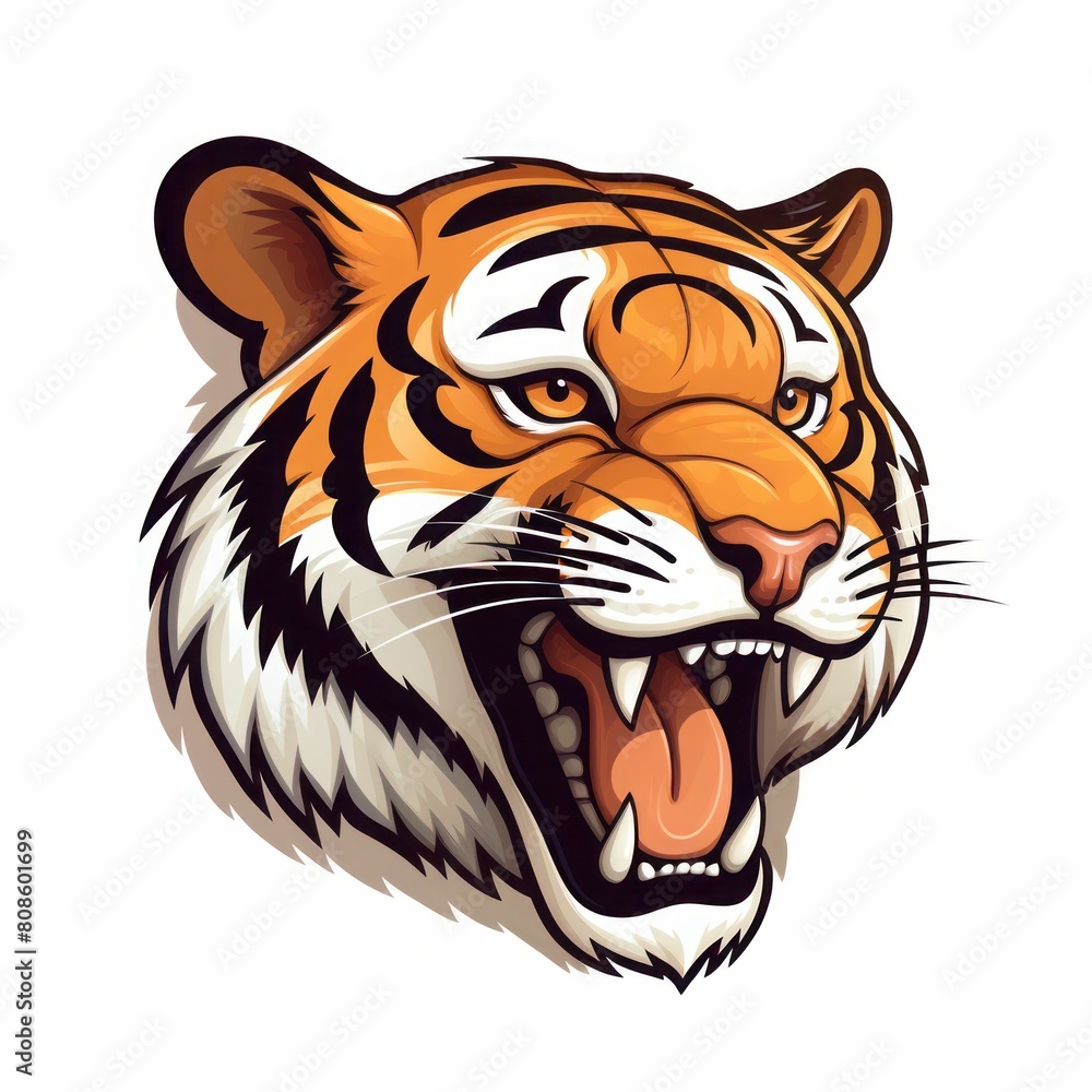 Find a majestic tiger head, a powerful predator with distinctive black stripes Find a majestic tiger head, a powerful predator with distinctive black stripes