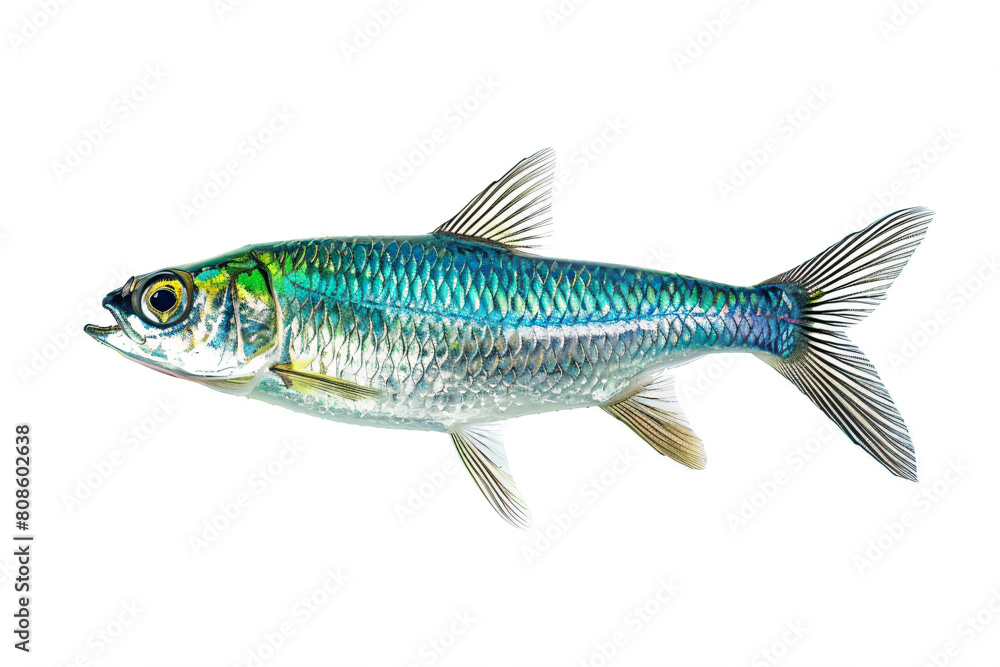 a fish with a blue body and a green tail