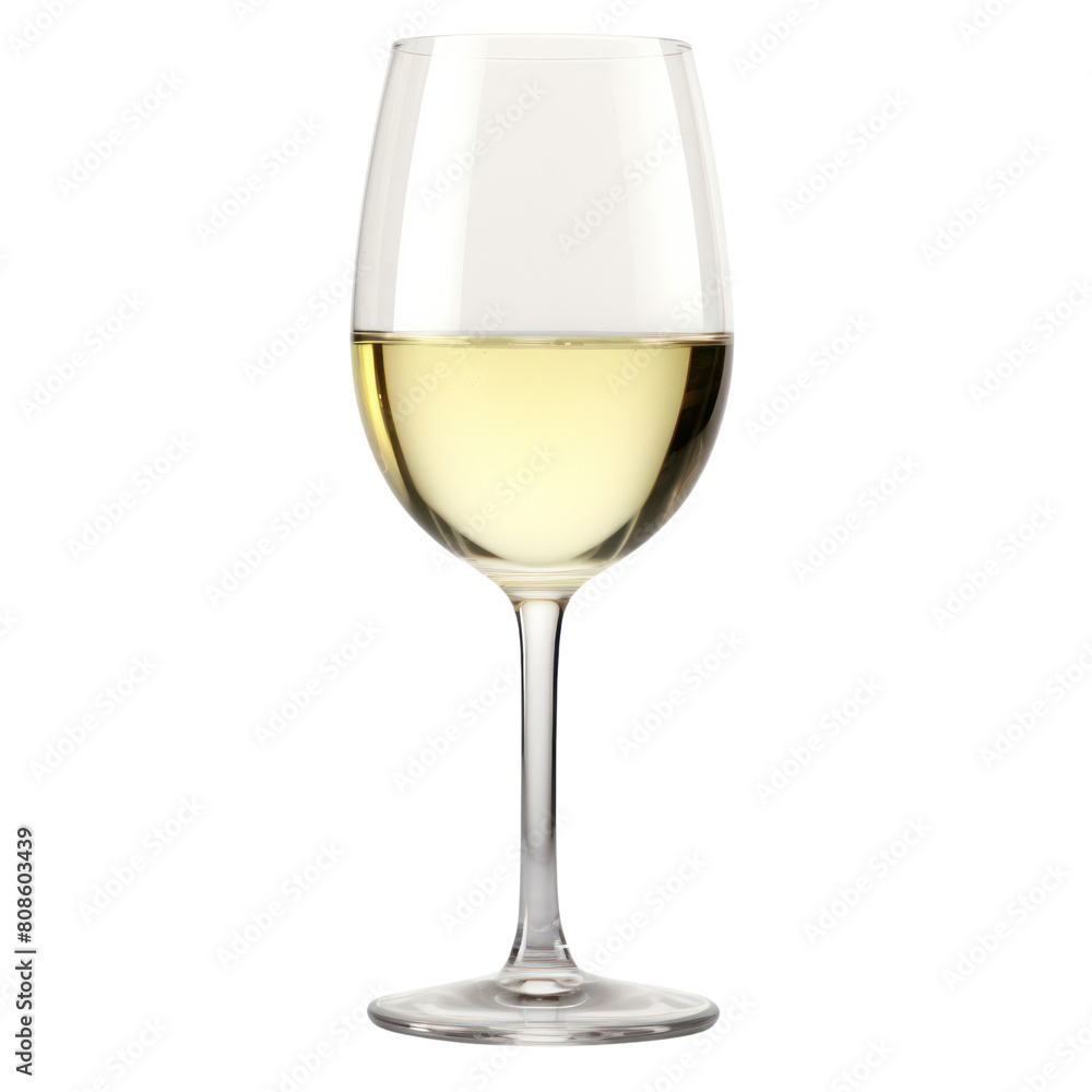 A glass of white wine isolated on a transparent background.