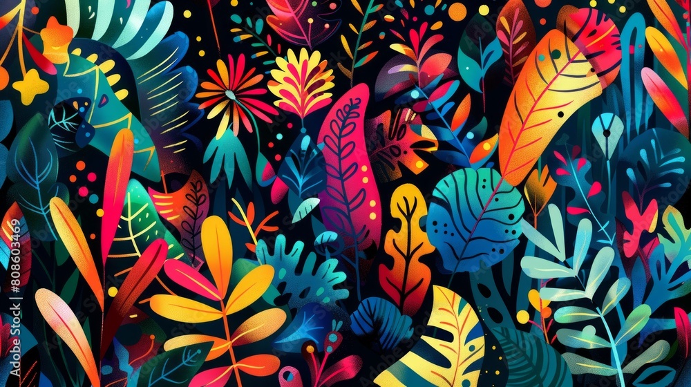 Structured patterns converge in a lively. A lush tapestry of colorful floral designs in vivid hues Structured patterns converge in a lively. A lush tapestry of colorful floral designs in vivid hues