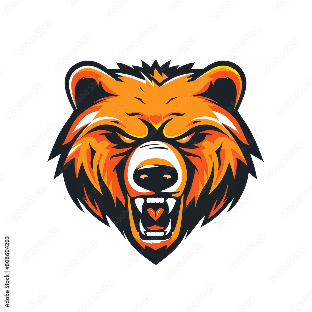 Fierce bear head mascot with a snarl Fierce bear head mascot with a snarl