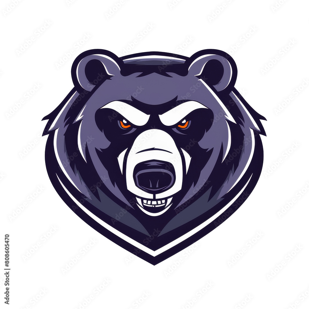 Fierce bear head mascot with a determined glare Fierce bear head mascot with a determined glare