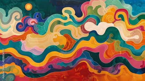 colorful chinese cloud patterns illustration poster background