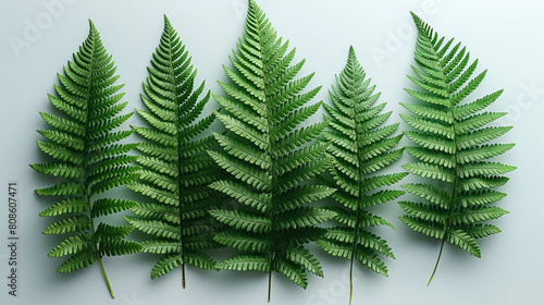 A row of green leaves are arranged in a line photo