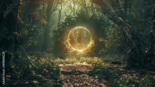 Magical portal in mysterious fantasy forest 