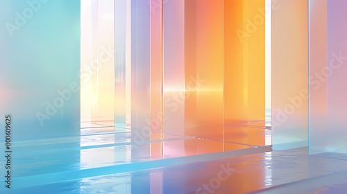 Blue and orange gradient glass city scene poster web page PPT background