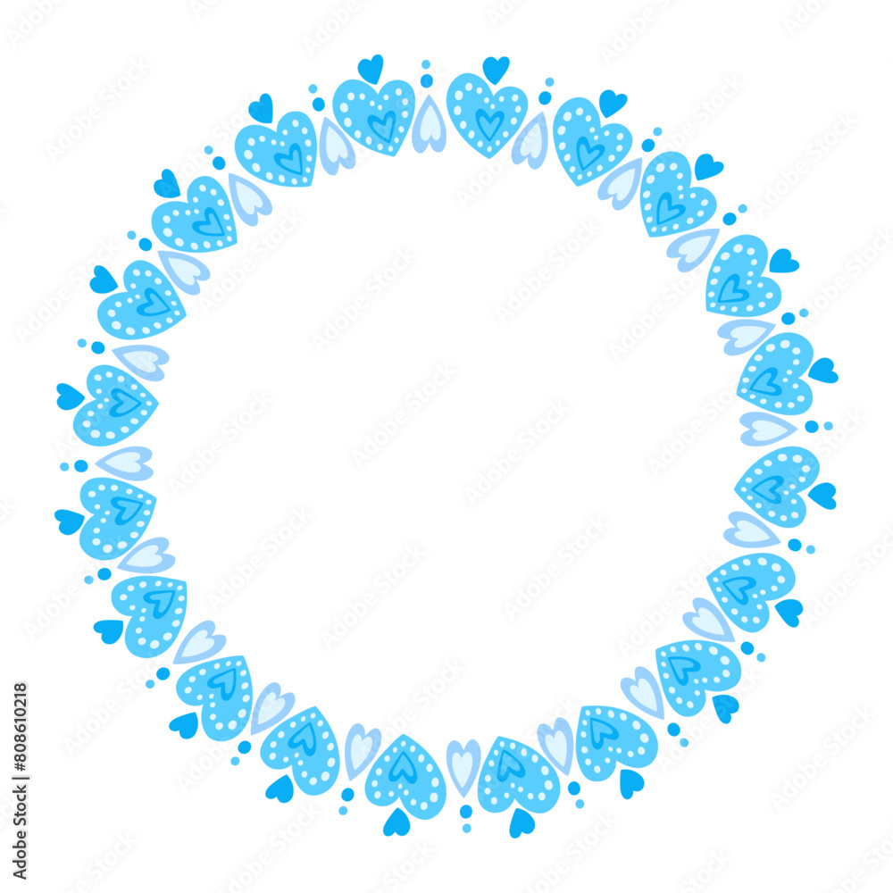 Hand drawn hearts border and frame on white background Hand drawn hearts border and frame on white background