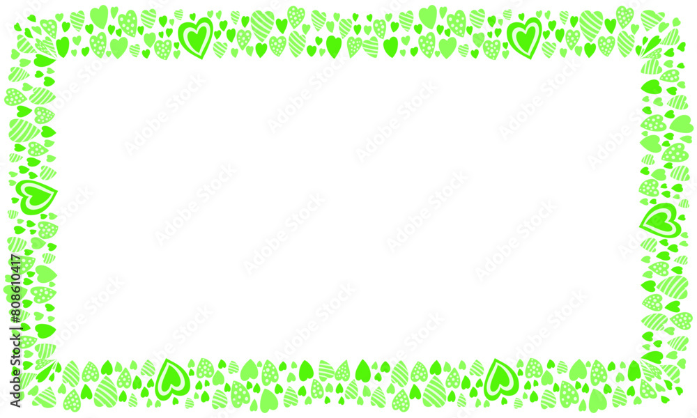 Hand drawn hearts border and frame on white background Hand drawn hearts border and frame on white background