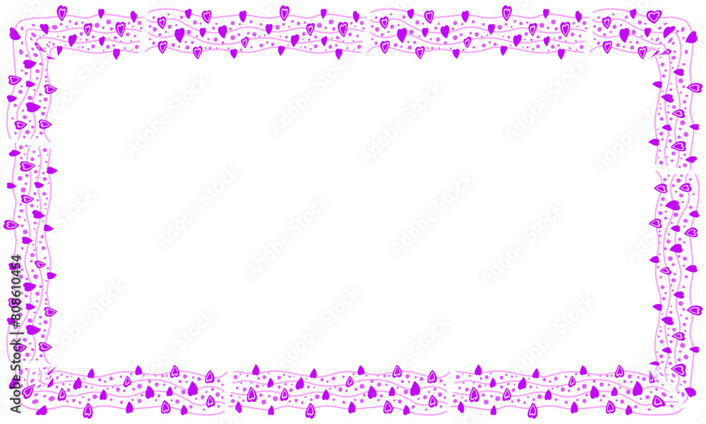 Hand drawn hearts border and frame on white background Hand drawn hearts border and frame on white background