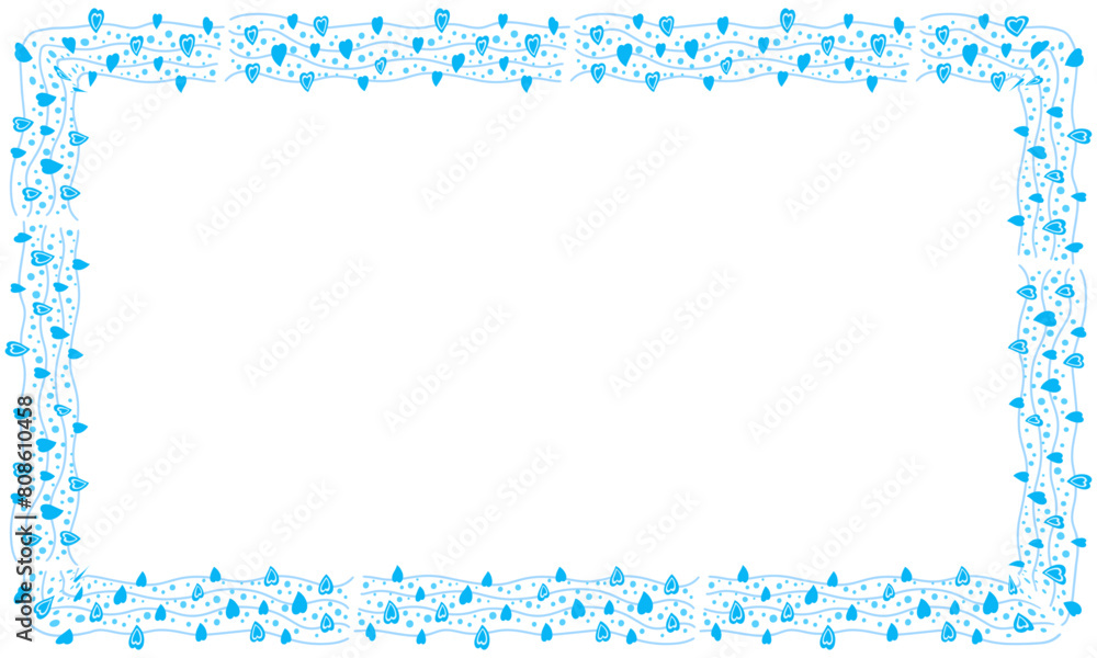 Hand drawn hearts border and frame on white background Hand drawn hearts border and frame on white background
