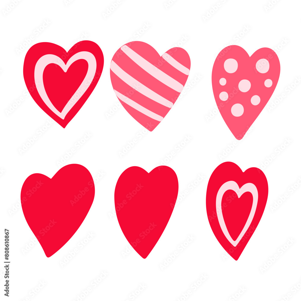 Hand drawn hearts collection on white Hand drawn hearts collection on white