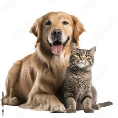 Dog and cat on transparent background