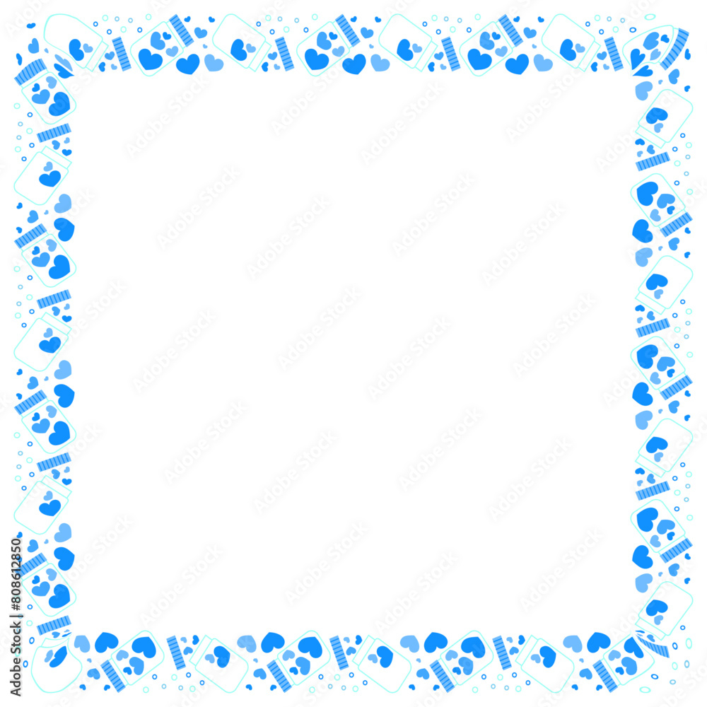 Hand drawn hearts border and frame on white background Hand drawn hearts border and frame on white background