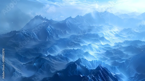 blue mountain illustration poster background © jinzhen