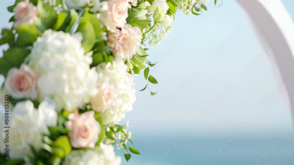 beautiful flower arch with white roses for a wedding ceremony beautiful flower arch with white roses for a wedding ceremony