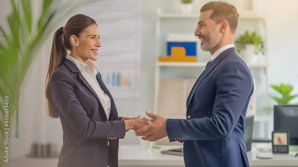 A close-up shot of a resolute handshake between two businesspeople, their determination mirroring the intensity of the business meeting around them. A close-up shot of a resolute handshake between two businesspeople, their determination mirroring the intensity of the business meeting around them.