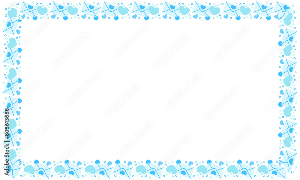 Hand drawn hearts border and frame on white background Hand drawn hearts border and frame on white background