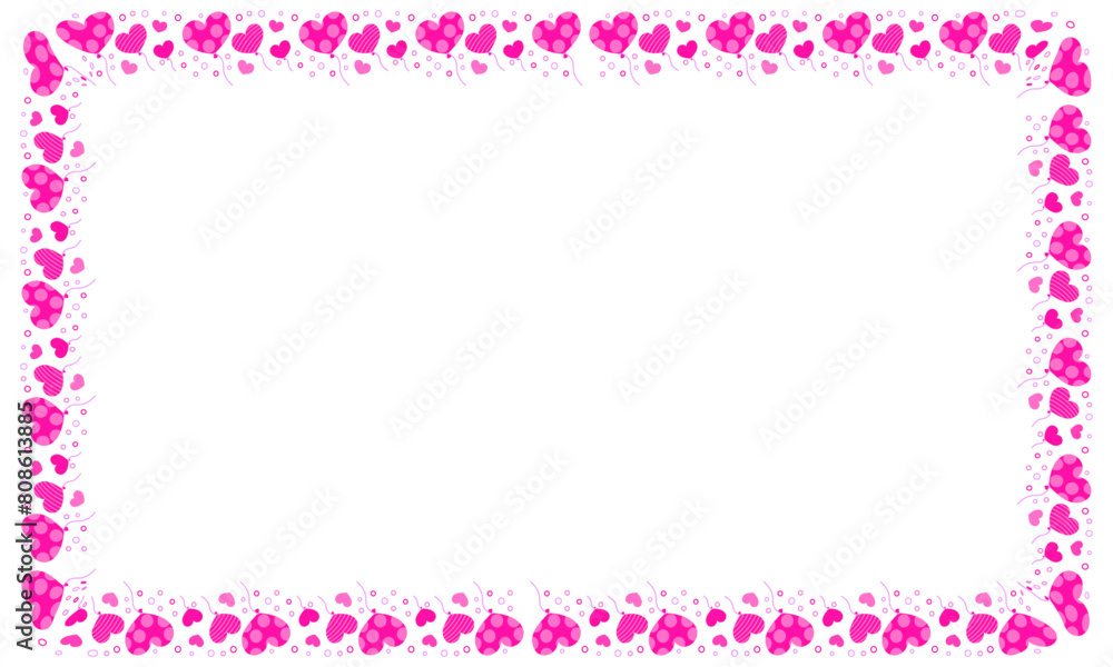 Hand drawn hearts border and frame on white background Hand drawn hearts border and frame on white background