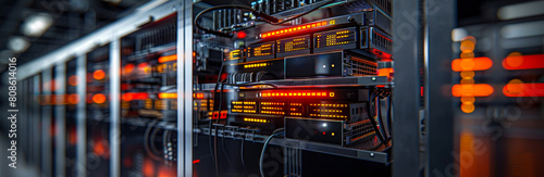 State-of-the-Art Compact Data Center Showcasing Advanced Server Technology in a Modern Network Facility