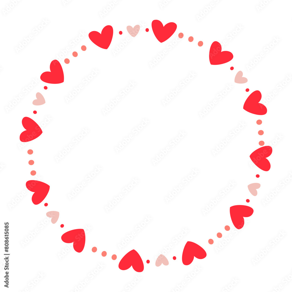 Hand drawn hearts border and frame on white background Hand drawn hearts border and frame on white background