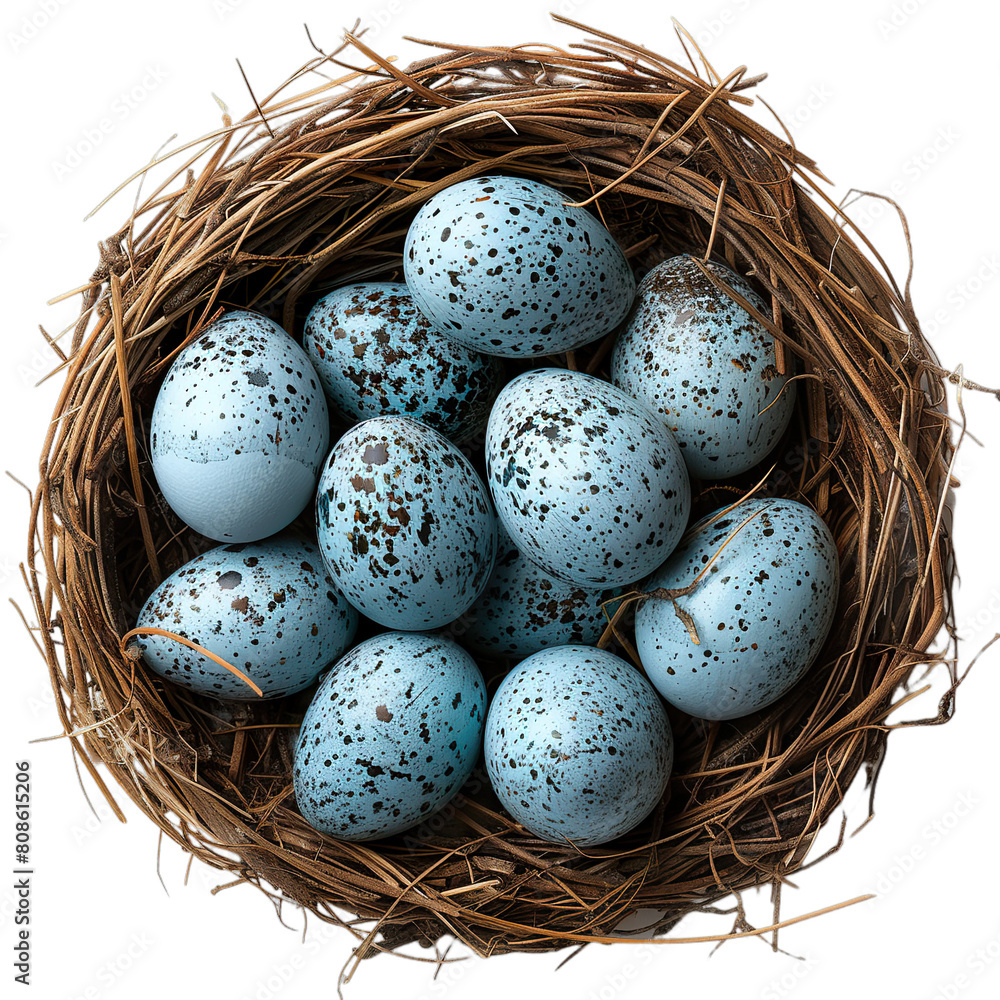 Top view of Kingfisher eggs in a nest isolated on a white transparent background Top view of Kingfisher eggs in a nest isolated on a white transparent background