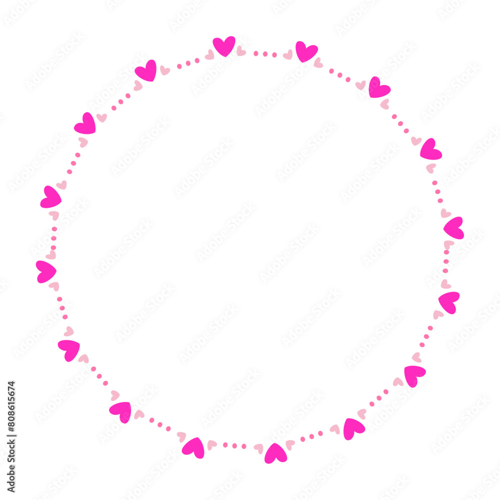 Hand drawn hearts border and frame on white background Hand drawn hearts border and frame on white background