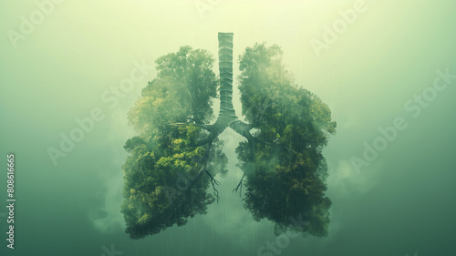 A tree is growing out of a human lung photo