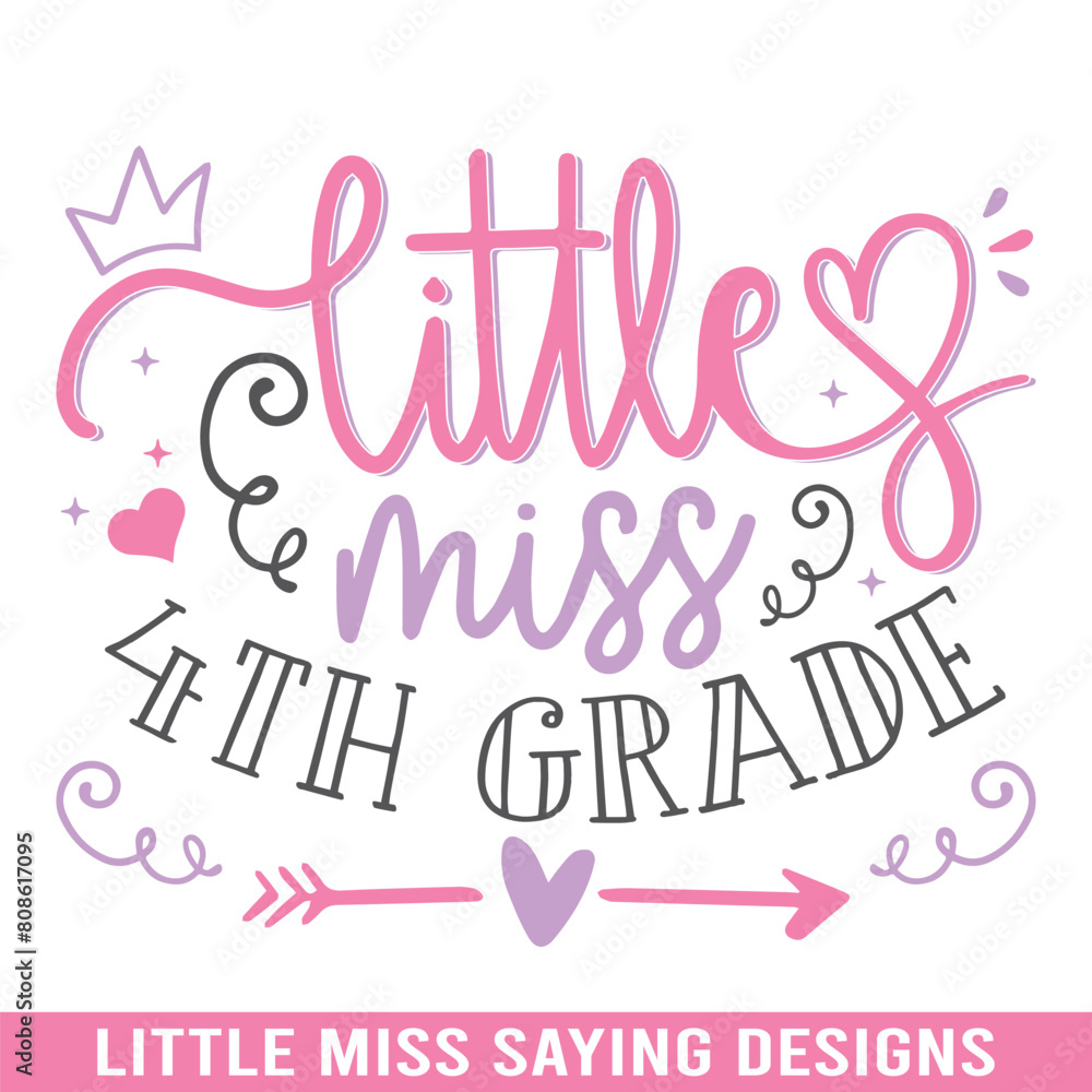 Little miss 4th grade svg design