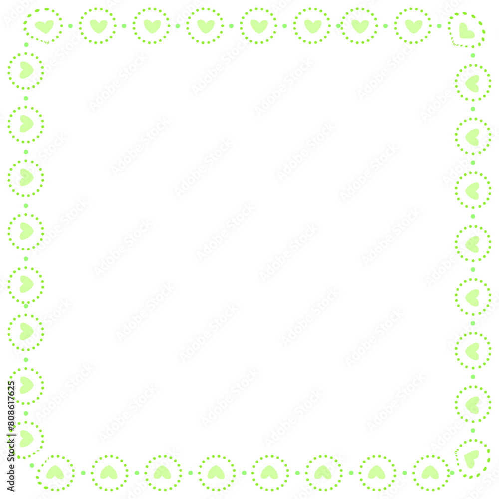 Hand drawn hearts border and frame on white background Hand drawn hearts border and frame on white background