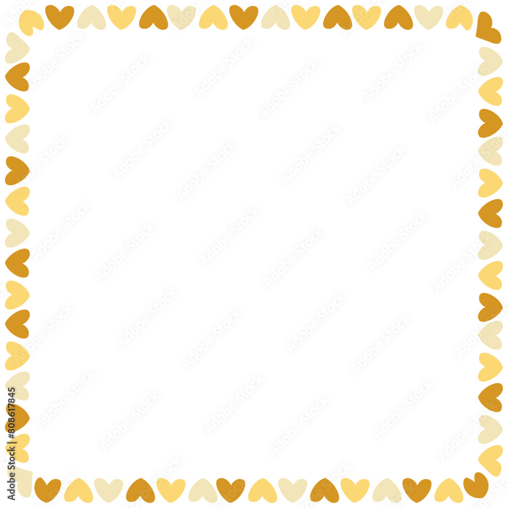 Hand drawn hearts border and frame on white background Hand drawn hearts border and frame on white background