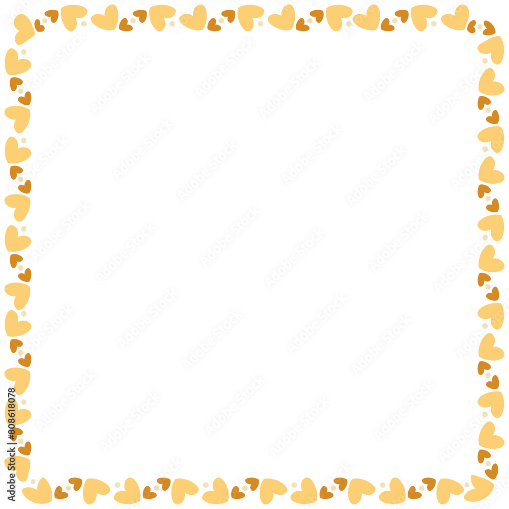 Hand drawn hearts border and frame on white background Hand drawn hearts border and frame on white background
