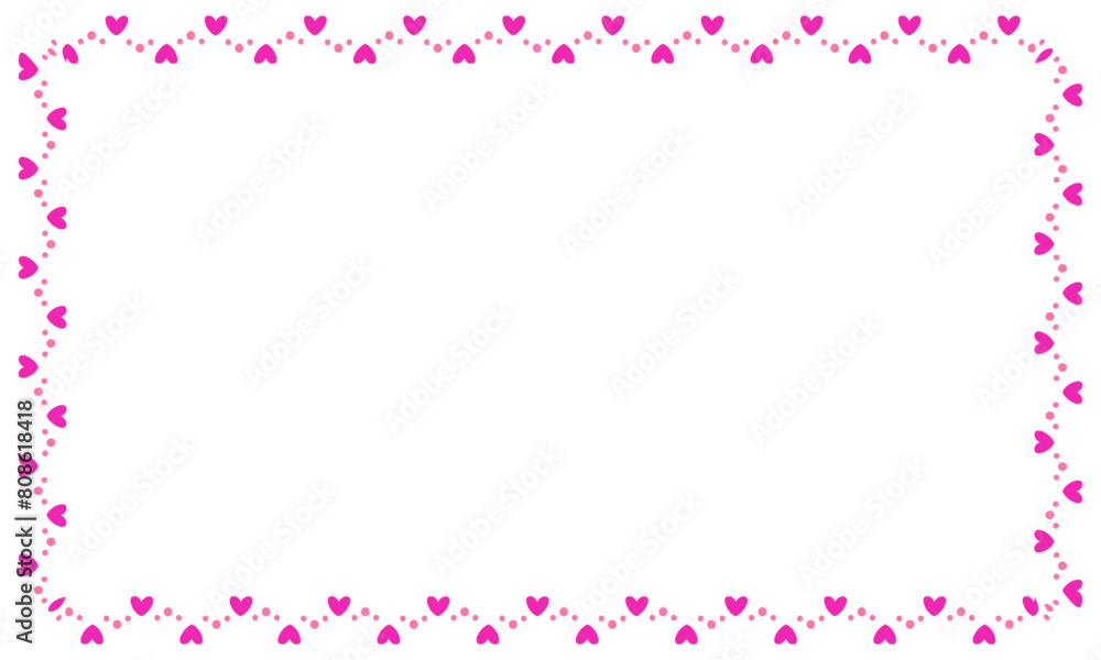 Hand drawn hearts border and frame on white background Hand drawn hearts border and frame on white background