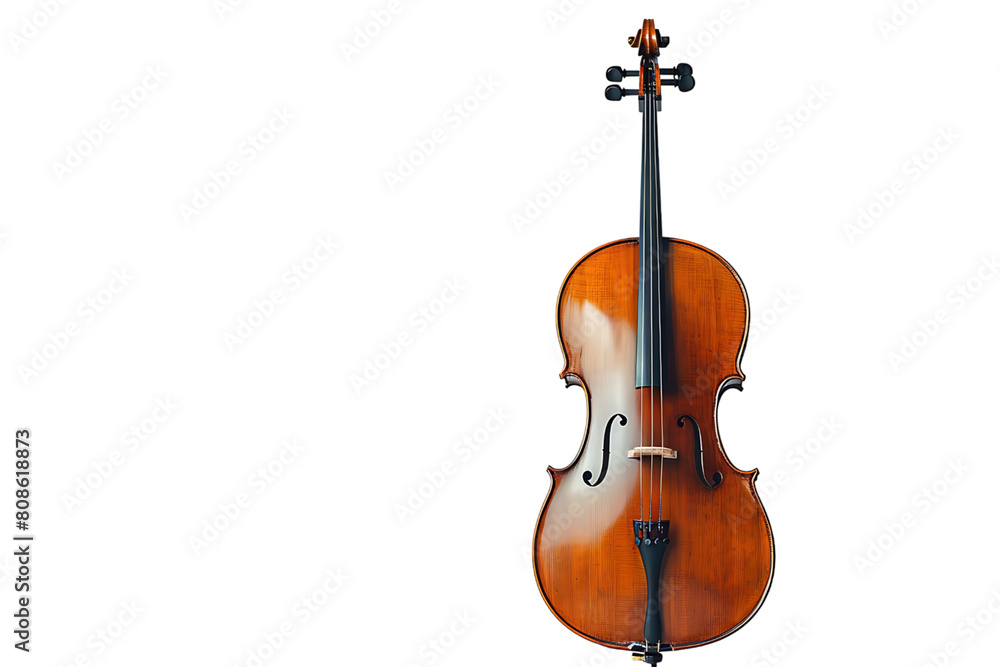 Fototapeta premium Cello with bow on isolated transparent background