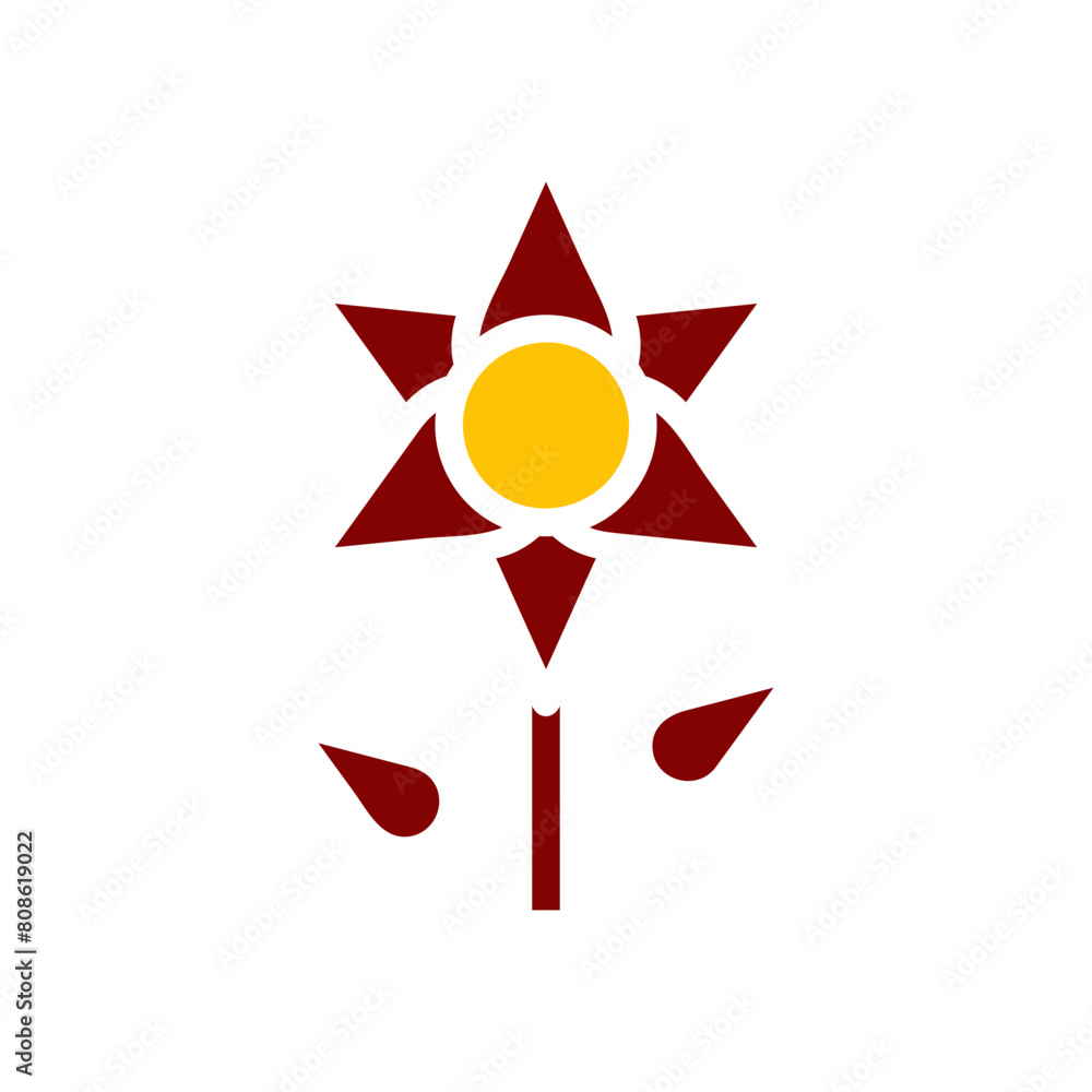 Flower icon solid red yellow colour mother day symbol illustration. Flower icon solid red yellow colour mother day symbol illustration.