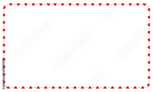 Hand drawn hearts border and frame on white background