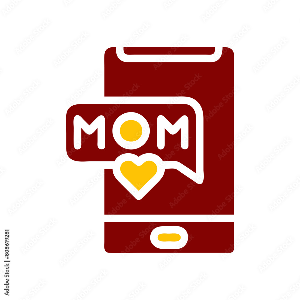 Phone mom icon solid red yellow colour mother day symbol illustration. Phone mom icon solid red yellow colour mother day symbol illustration.