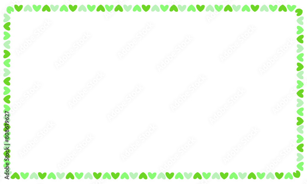 Hand drawn hearts border and frame on white background