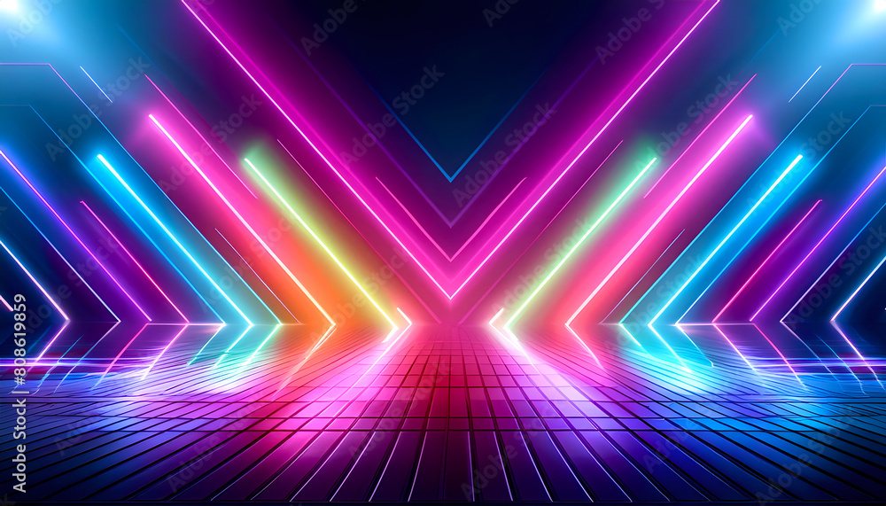 A neon hall, a musical corridor A neon hall, a musical corridor